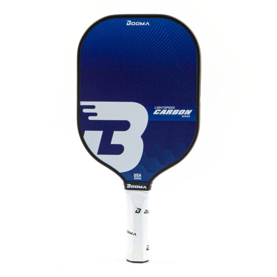 Une raquette de Pickleball BOOMA Lightspeed Carbon Series bleue.