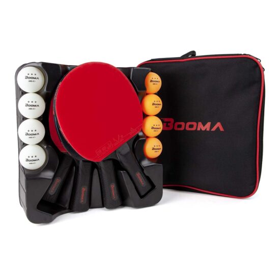 Image of BOOMA's value ping pong set in the carrying case.