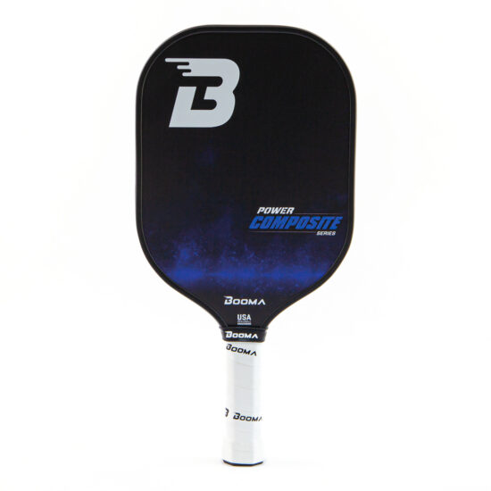 A blue BOOMA Power Composite Series Pickleball paddle.