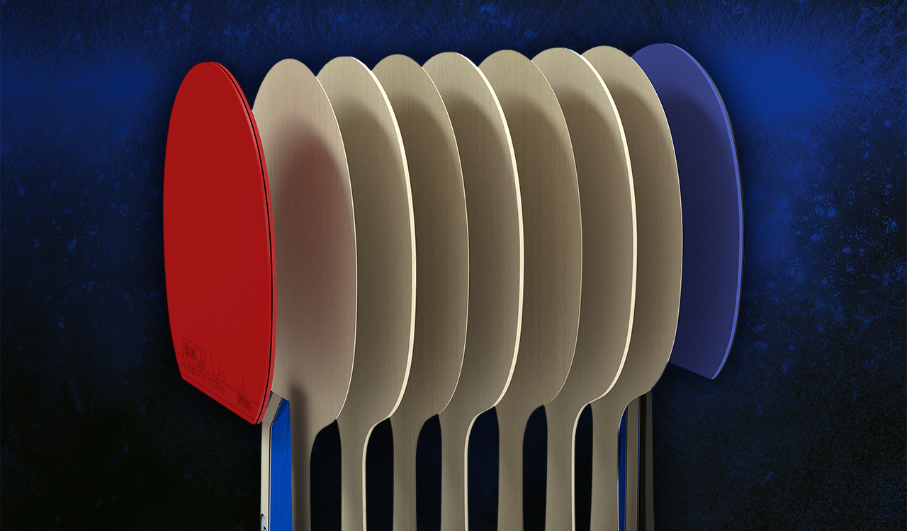 3D render of the layers of a ping pong paddle