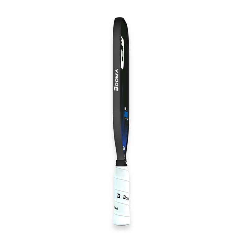 Side view of a blue BOOMA Power Composite Series pickleball paddle on a white background.