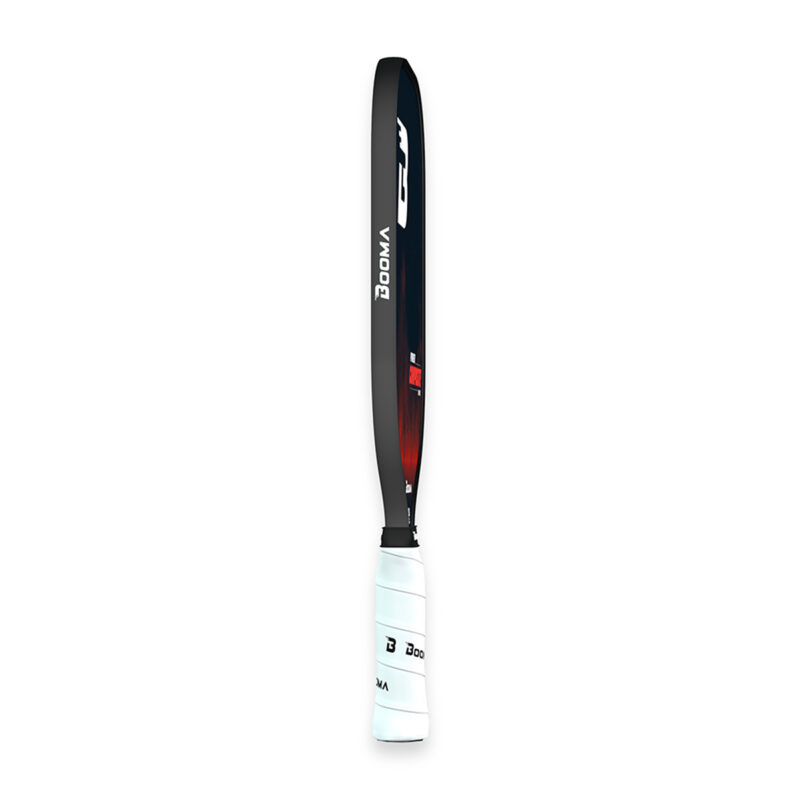 Side view of a red BOOMA Power Composite Series pickleball paddle on a white background.