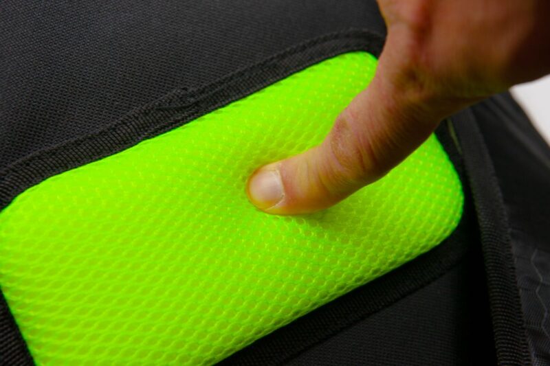 Close-up of the padding on the back of the BOOMA pickleball bag.