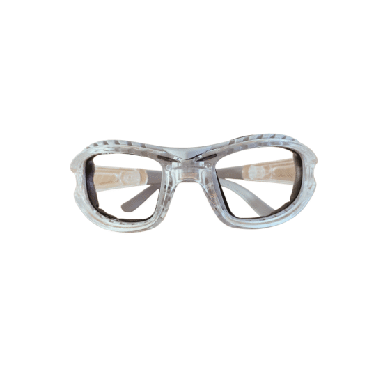 Image of BOOMA pickleball protective glasses with removable lenses.