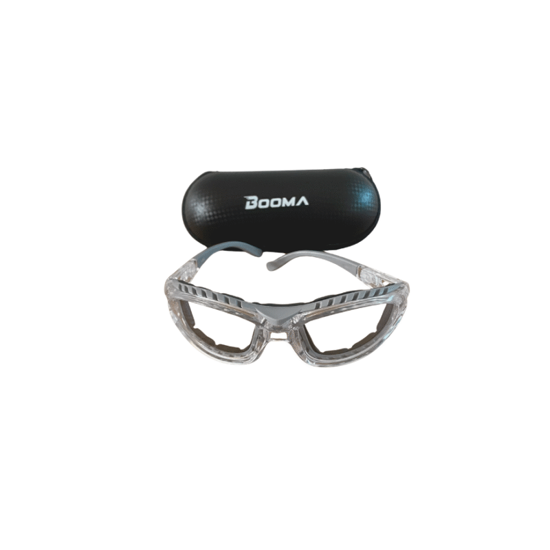 Image of BOOMA pickleball protective glasses with removable lenses.