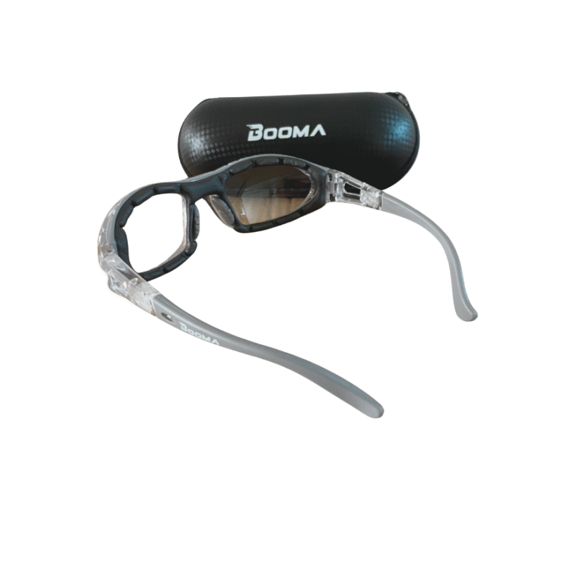 Image of BOOMA pickleball protective glasses with removable lenses.