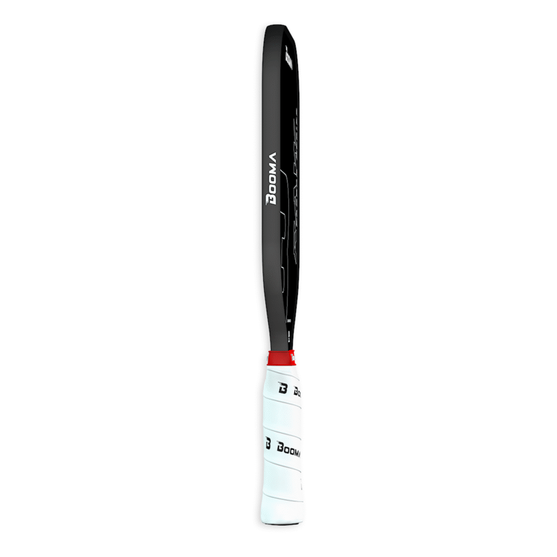 Image of a BOOMA Raw Carbon Elongated pickleball paddle.