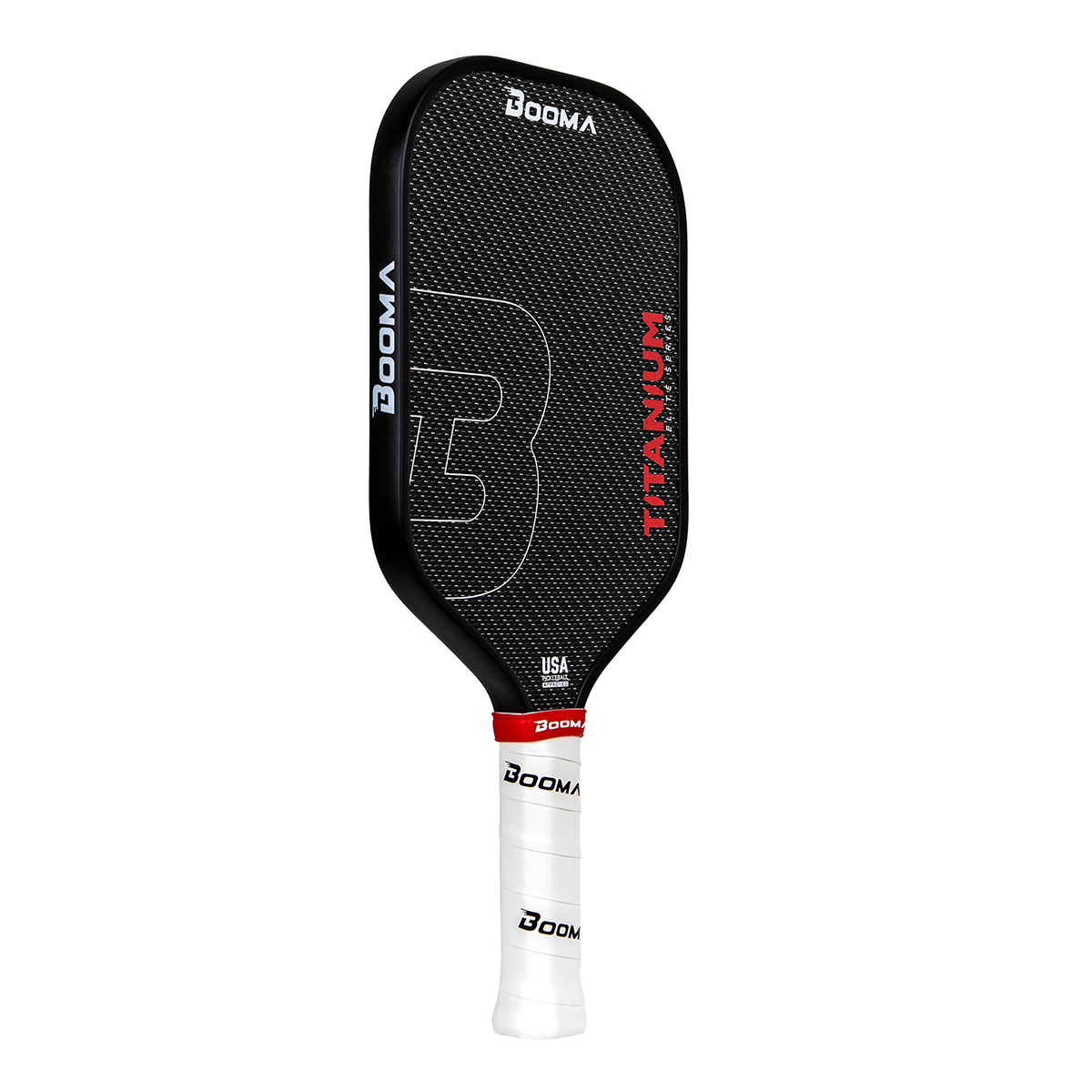 Image of a BOOMA Titanium Series pickleball paddle.