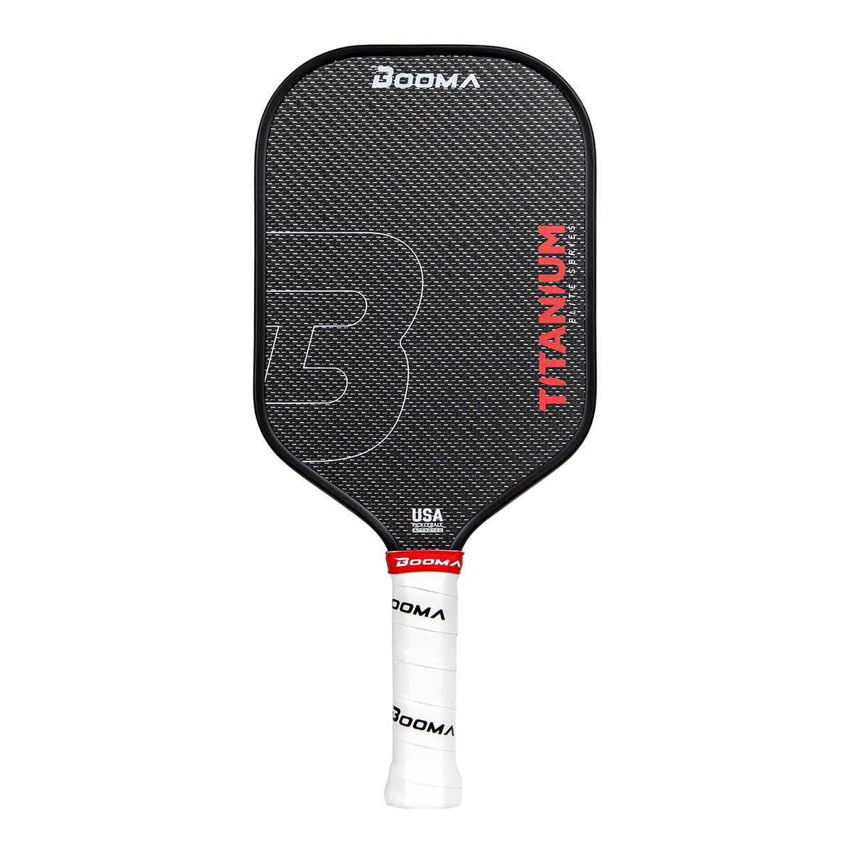 Image of a BOOMA Titanium Series pickleball paddle.