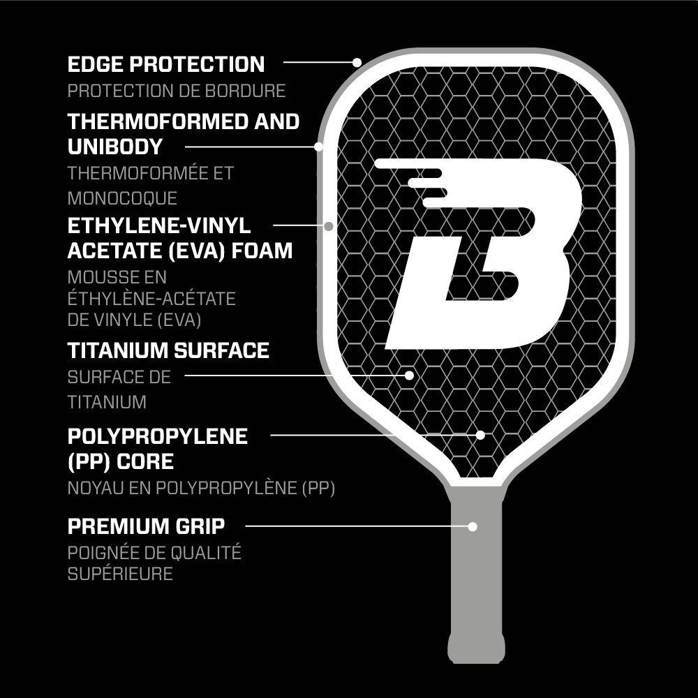 Image of a BOOMA Titanium Series pickleball paddle.