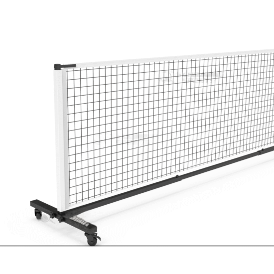 Filet de pickleball roulant standard BOOMA – Taille réelle. Robuste. Mobile sur roues avec freins. Montage en 3 minutes. Conforme aux normes USA Pickleball.